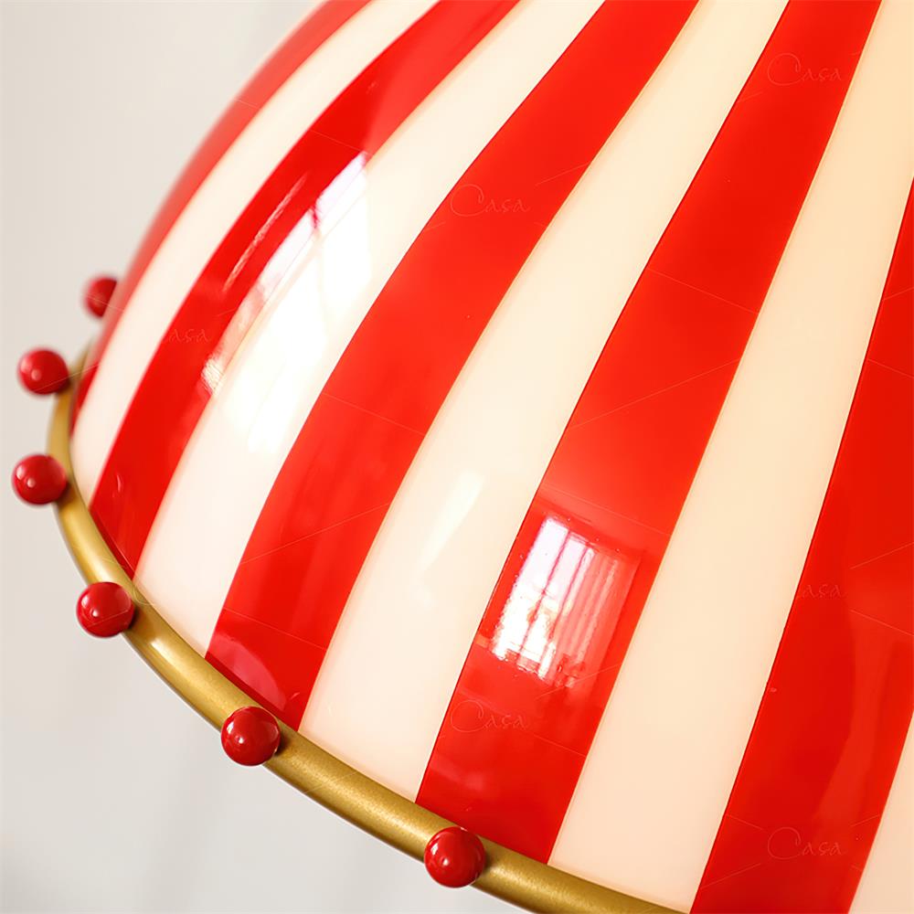 Red and Weiß stripes Glas Pendelleuchte