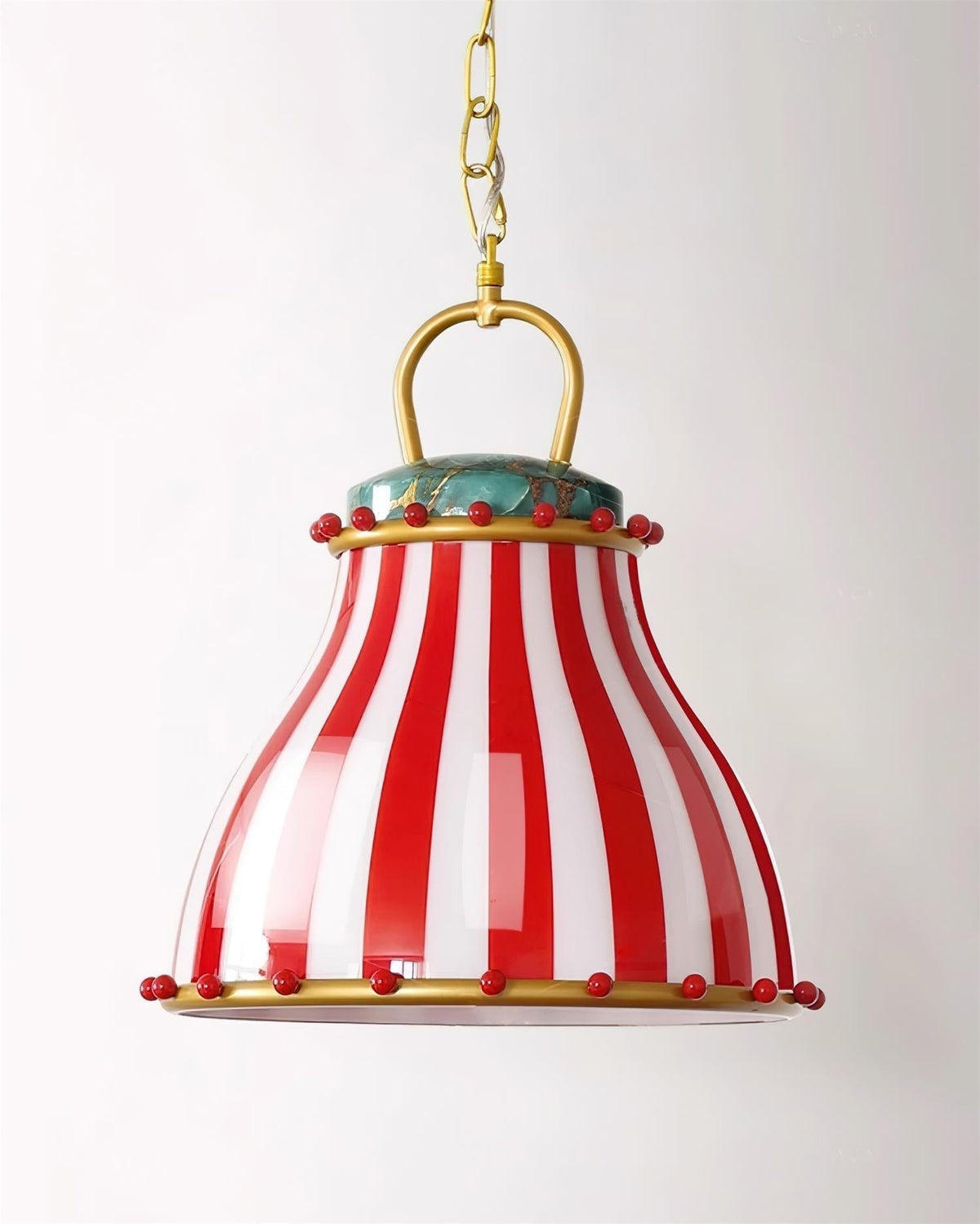 Red and Weiß stripes Glas Pendelleuchte