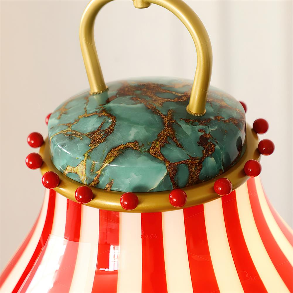 Red and Weiß stripes Glas Pendelleuchte