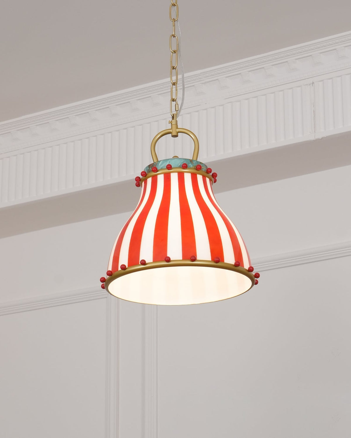 Red and Weiß stripes Glas Pendelleuchte