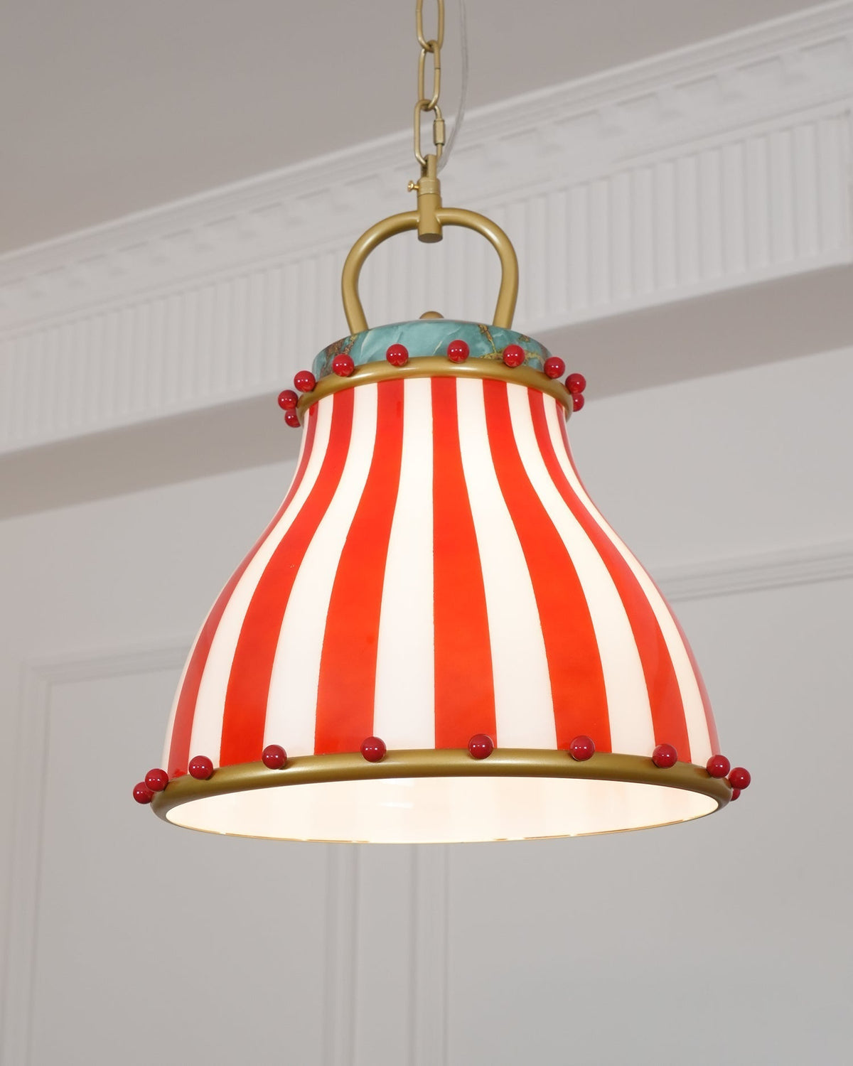 Red and Weiß stripes Glas Pendelleuchte