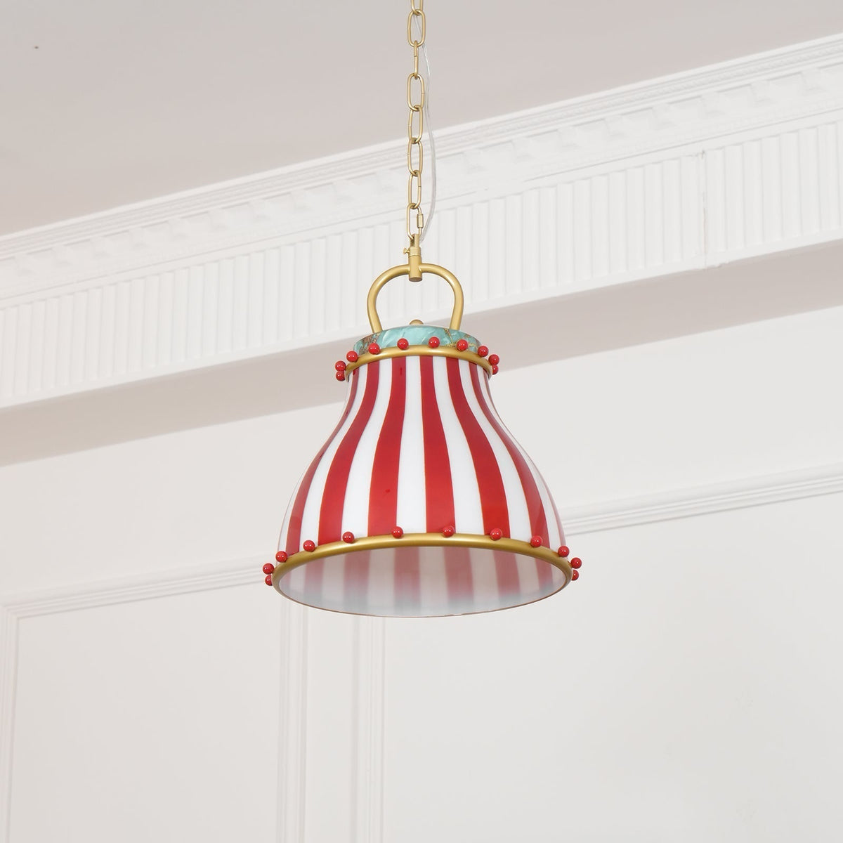 Red and Weiß stripes Glas Pendelleuchte
