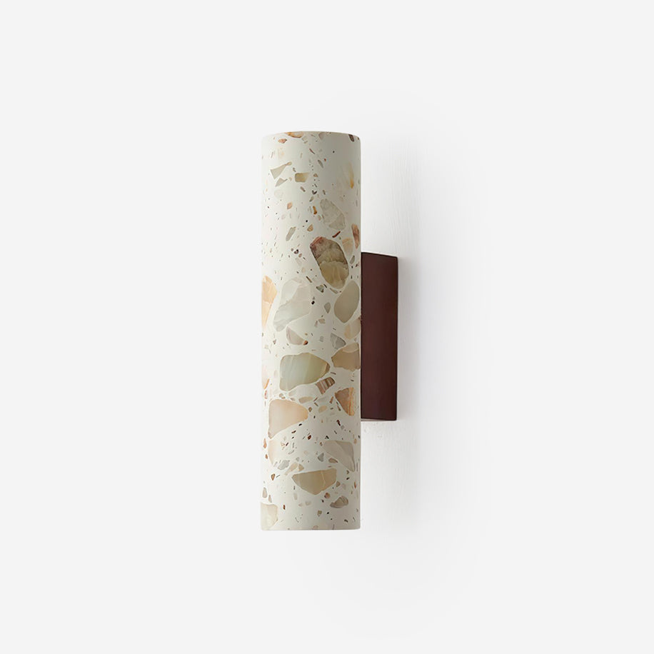 Calinaria Wandleuchte Beige Terrazzo-Stein-Zylinder minimalistisch fürs Schlafzimmer | Cielum