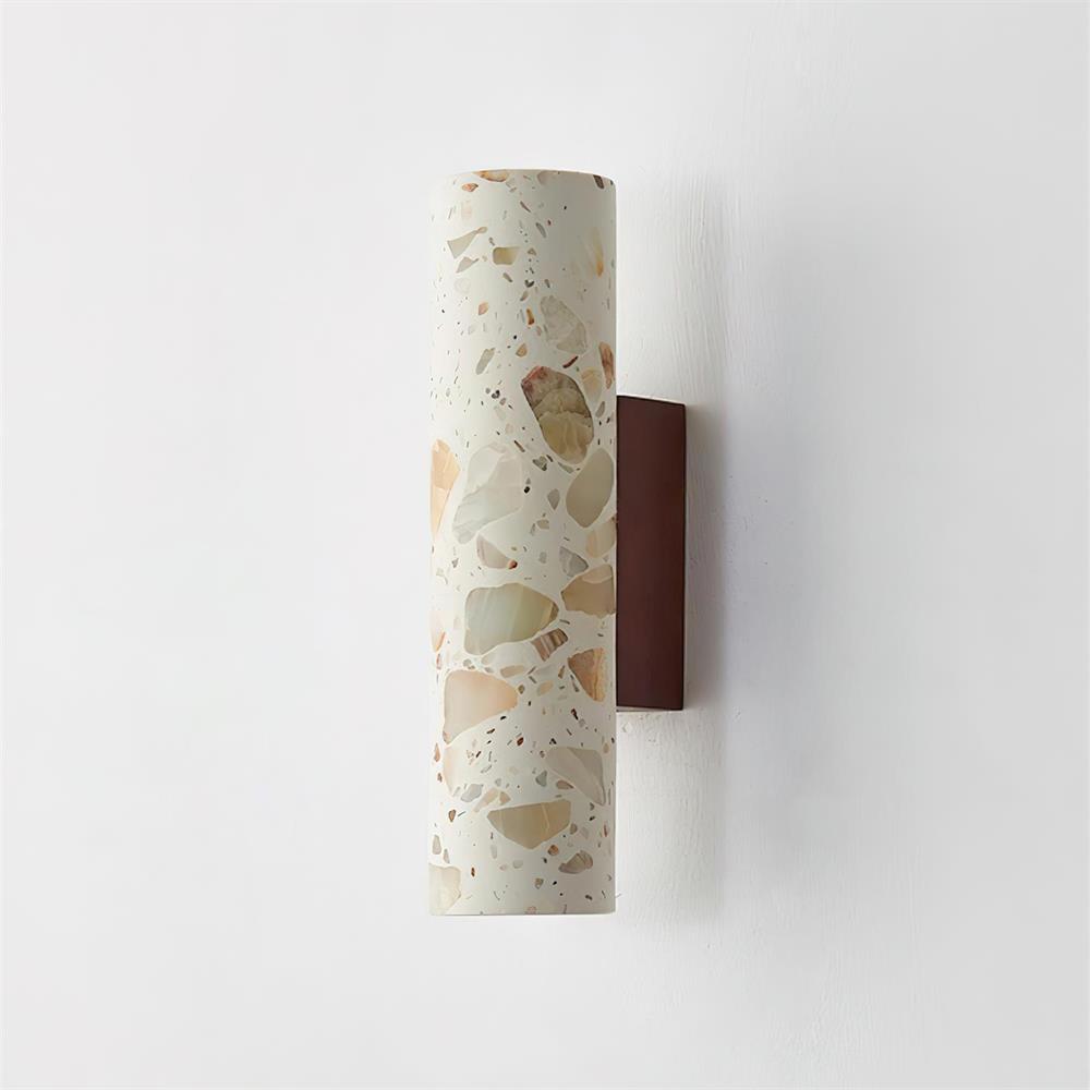Calinaria Wandleuchte Beige Terrazzo-Stein-Zylinder minimalistisch fürs Schlafzimmer | Cielum