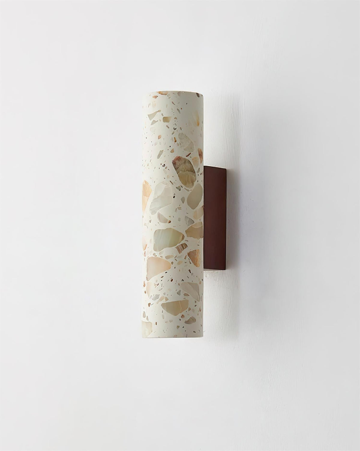 Calinaria Wandleuchte Beige Terrazzo-Stein-Zylinder minimalistisch fürs Schlafzimmer | Cielum