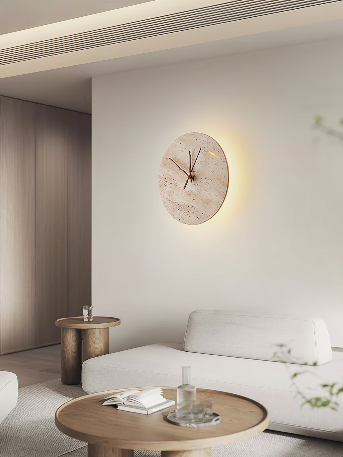 Nororielle Minimalistische Wandleuchte aus Travertin in Gelb