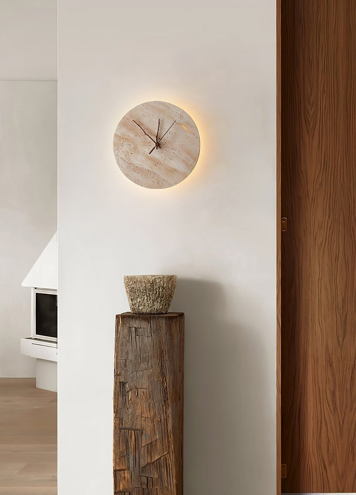 Nororielle Minimalistische Wandleuchte aus Travertin in Gelb