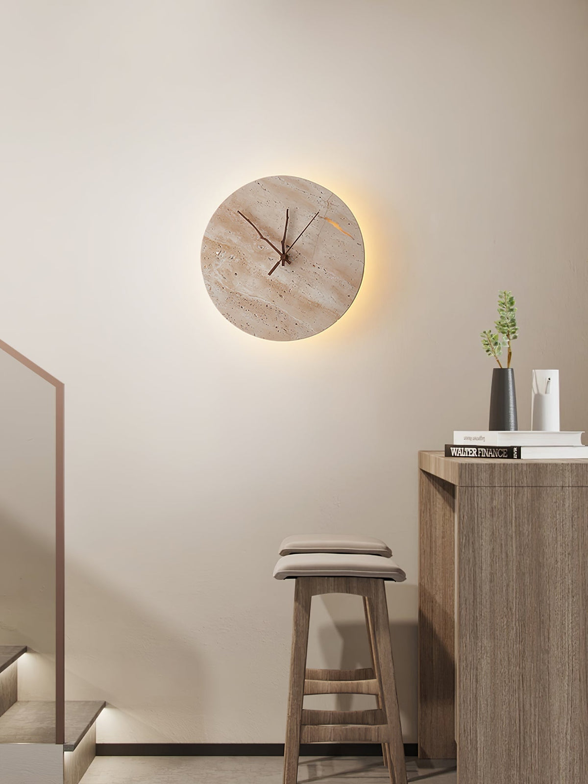 Nororielle Minimalistische Wandleuchte aus Travertin in Gelb