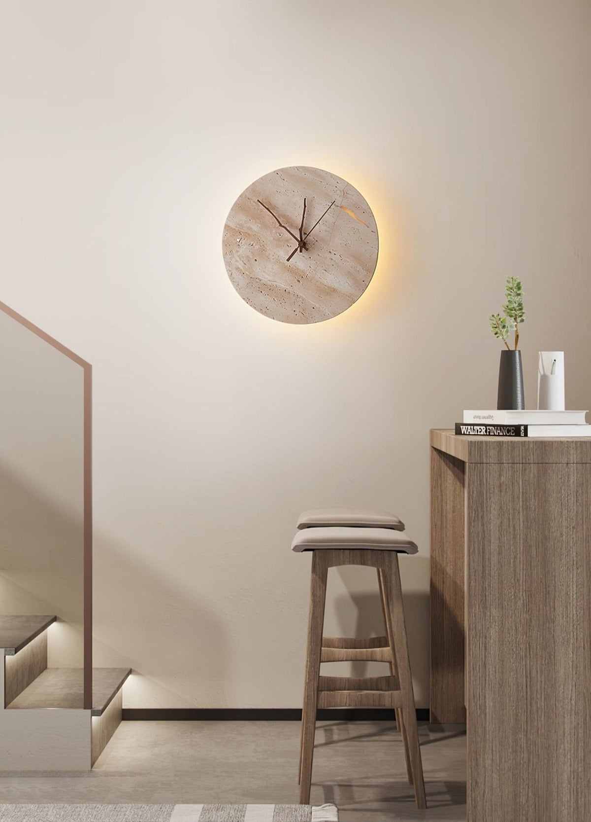 Nororielle Minimalistische Wandleuchte aus Travertin in Gelb