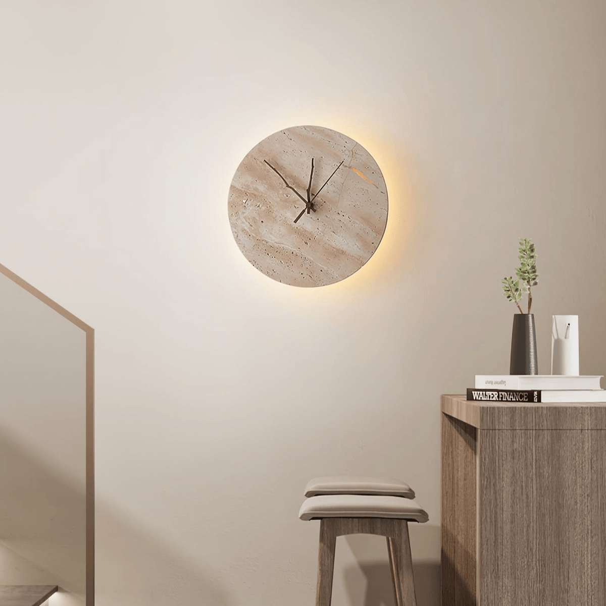 Nororielle Minimalistische Wandleuchte aus Travertin in Gelb