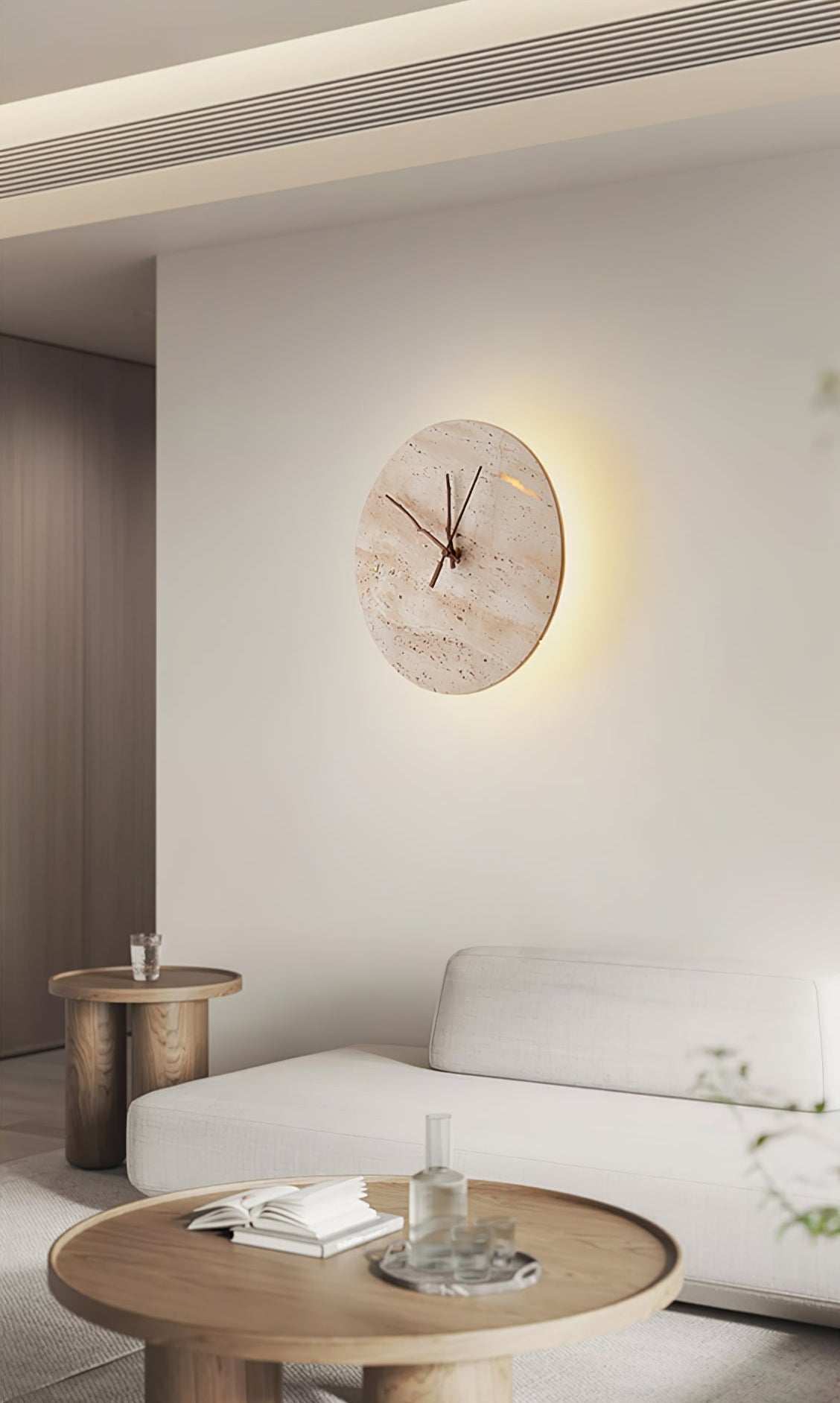 Nororielle Minimalistische Wandleuchte aus Travertin in Gelb