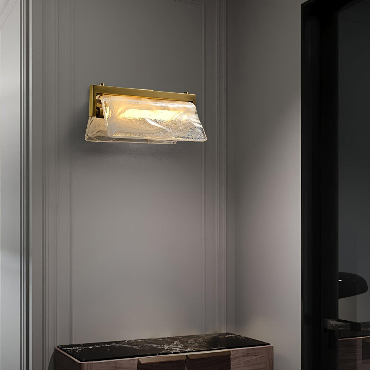 Dir Wandleuchte aus Messing und Milchglas im nordischen Kunststil Cloud Fog