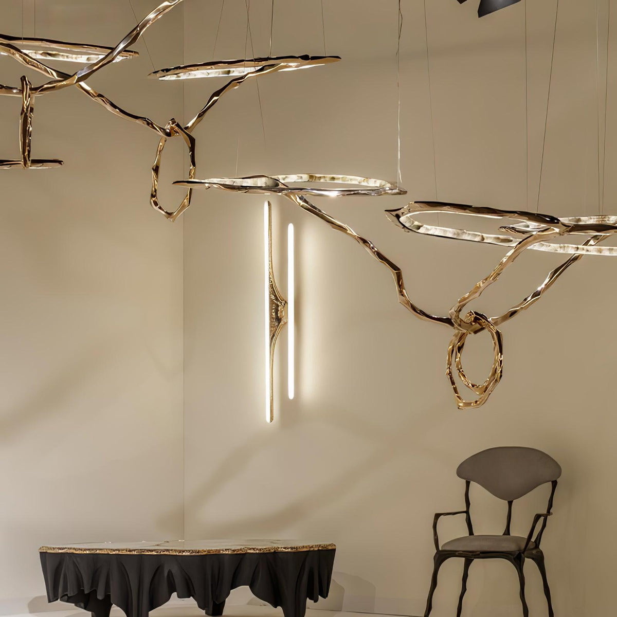 Aballs Kronleuchter Cloud Rings Series in Messing