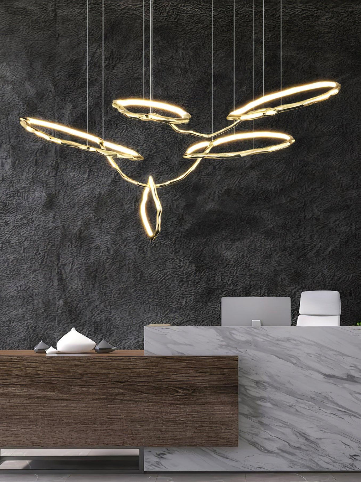 Aballs Kronleuchter Cloud Rings Series in Messing