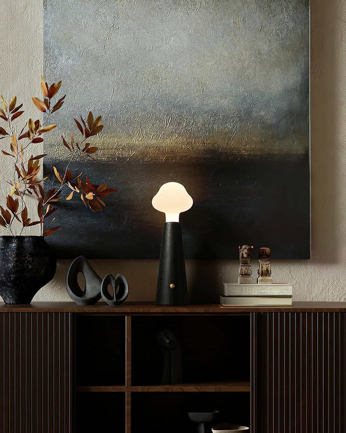 Mushio Tischlampe aus Holz in Wolkenform