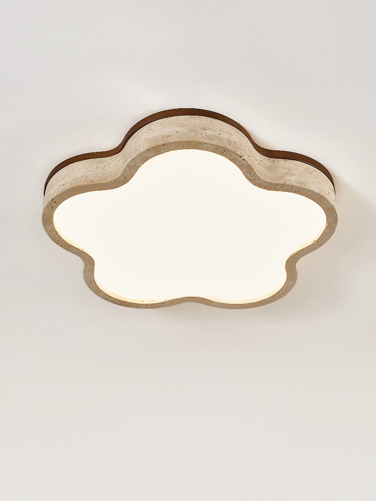 Yuki Marshmallow Five-Petal Cloudline Gelber Travertin Deckenleuchte