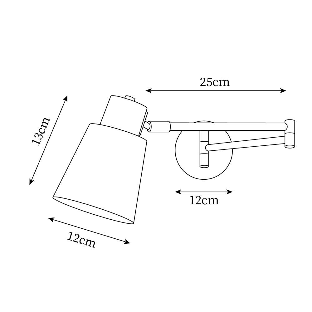 Wandleuchte mit verstellbarem Arm, Kegel-Lampenschirm und Holzfuß im modernen Stil für das Arbeitszimmer
