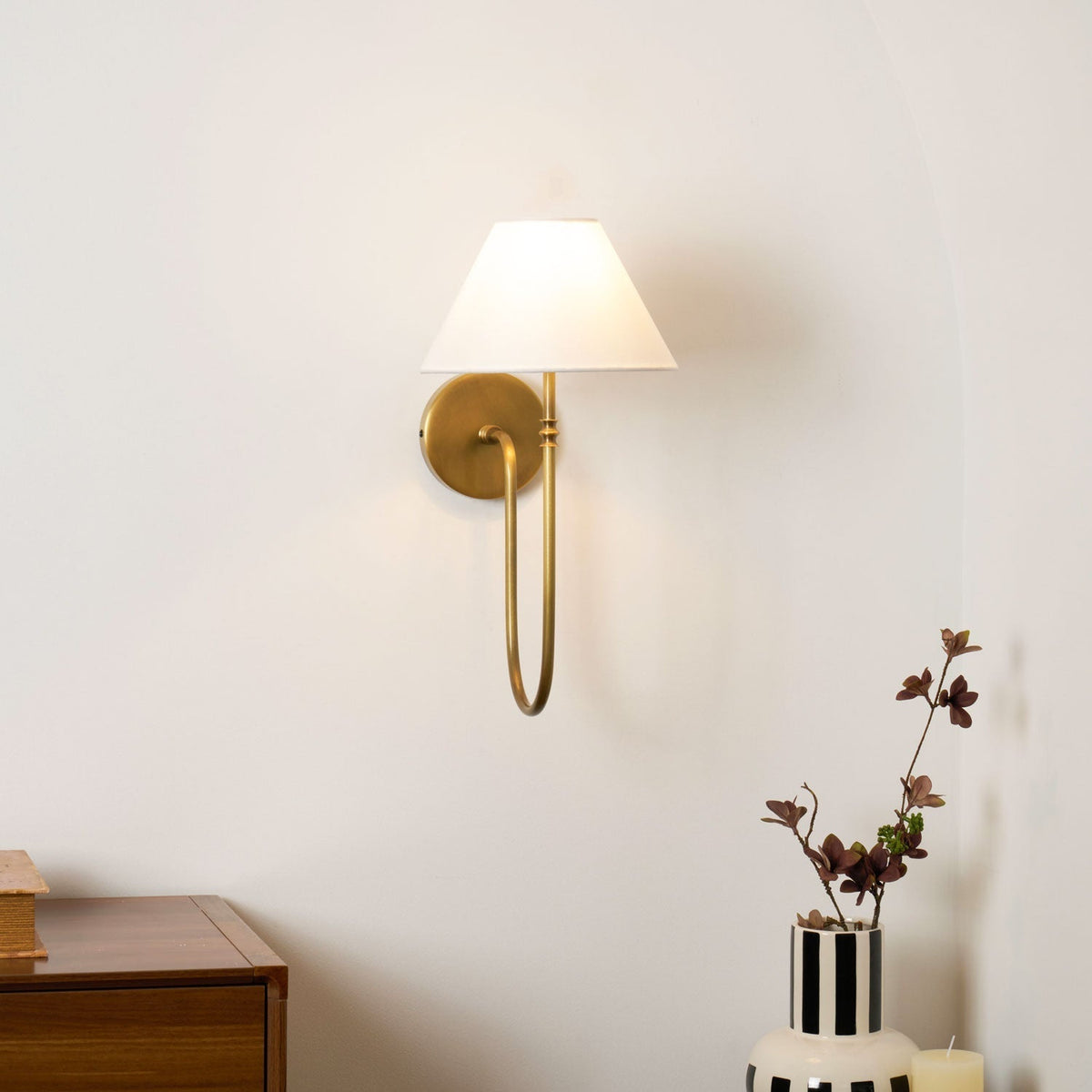 Devenq Vintage Industrial Stoff-Wandleuchte