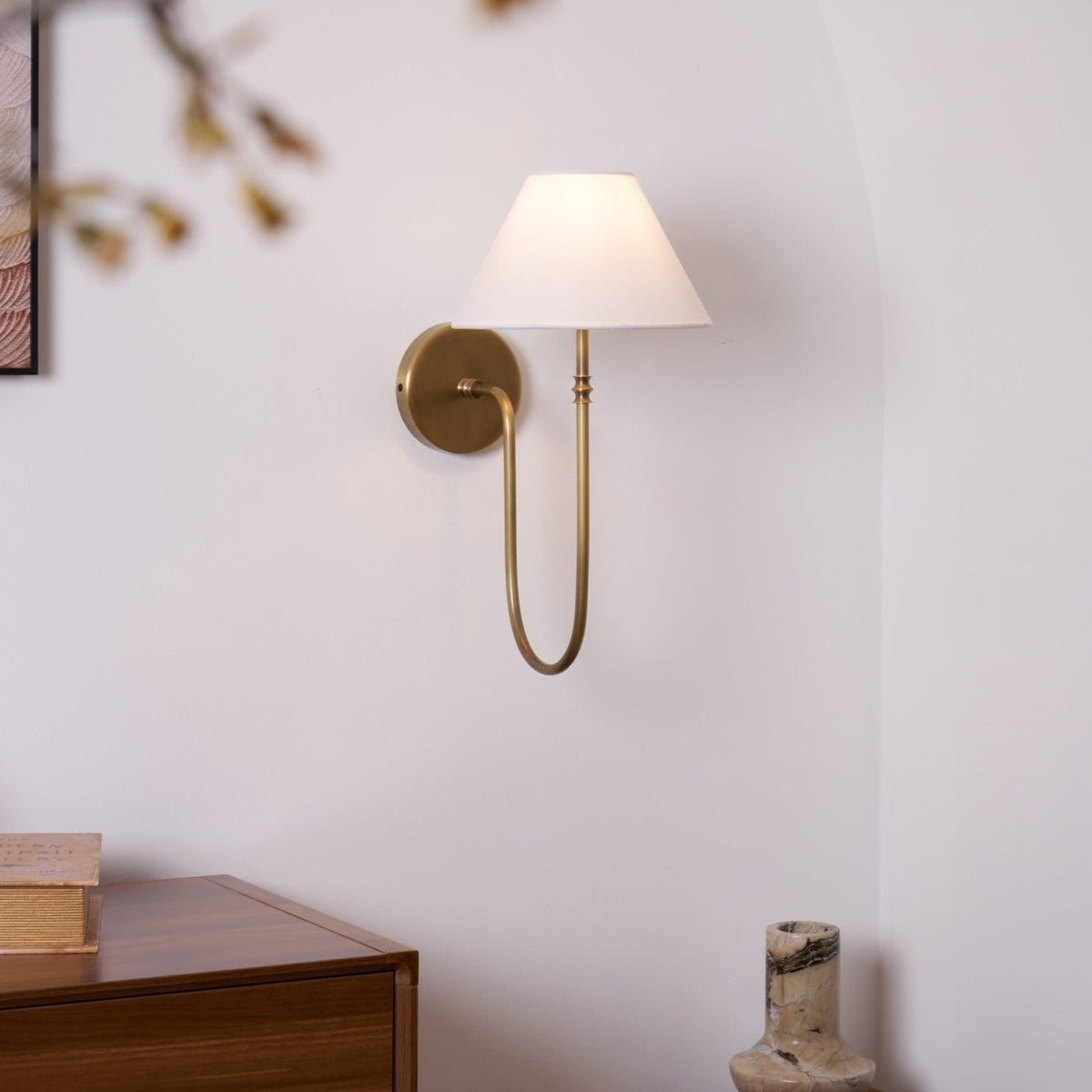 Devenq Vintage Industrial Stoff-Wandleuchte