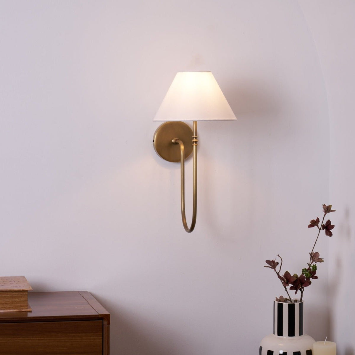 Devenq Vintage Industrial Stoff-Wandleuchte