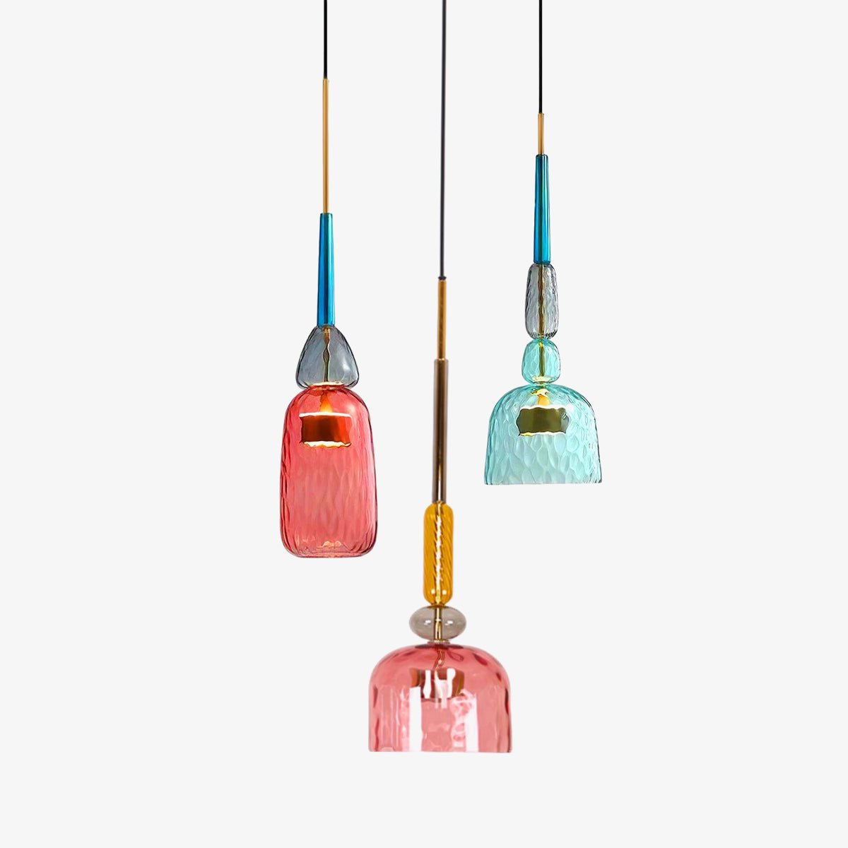 Voshan Bohemian Pendelleuchte aus Glas in Mischfarben