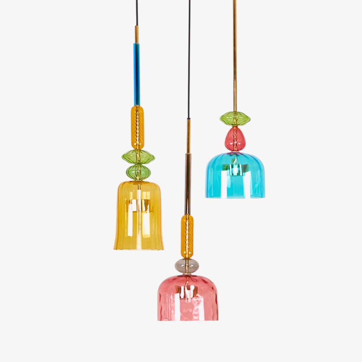Voshan Bohemian Pendelleuchte aus Glas in Mischfarben
