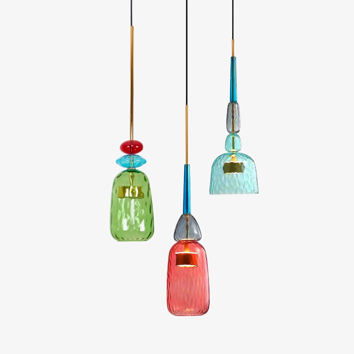 Voshan Bohemian Pendelleuchte aus Glas in Mischfarben