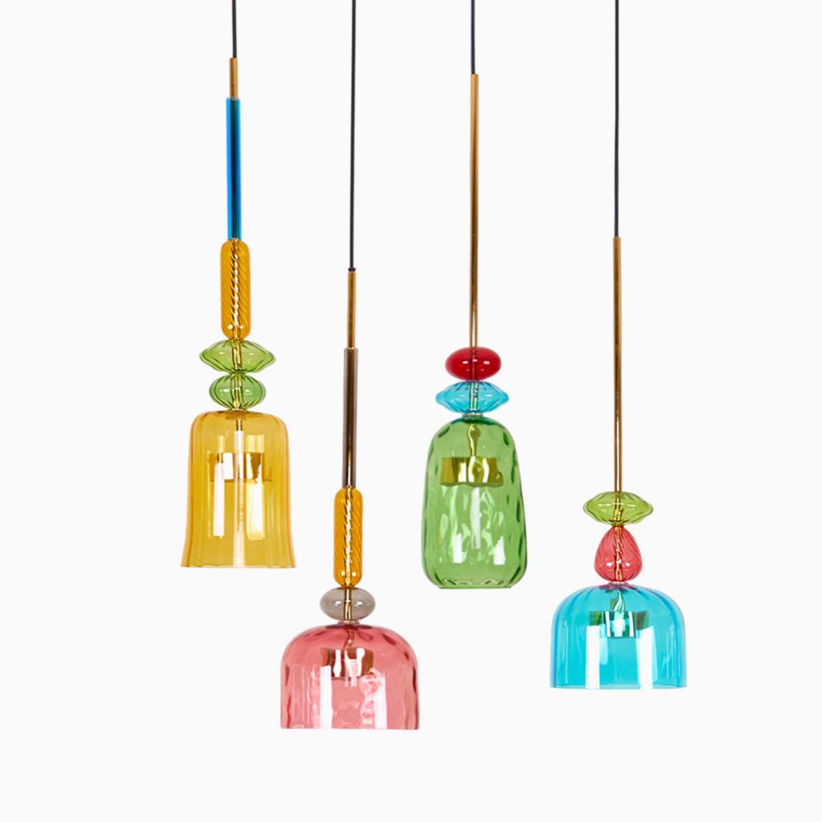 Voshan Bohemian Pendelleuchte aus Glas in Mischfarben
