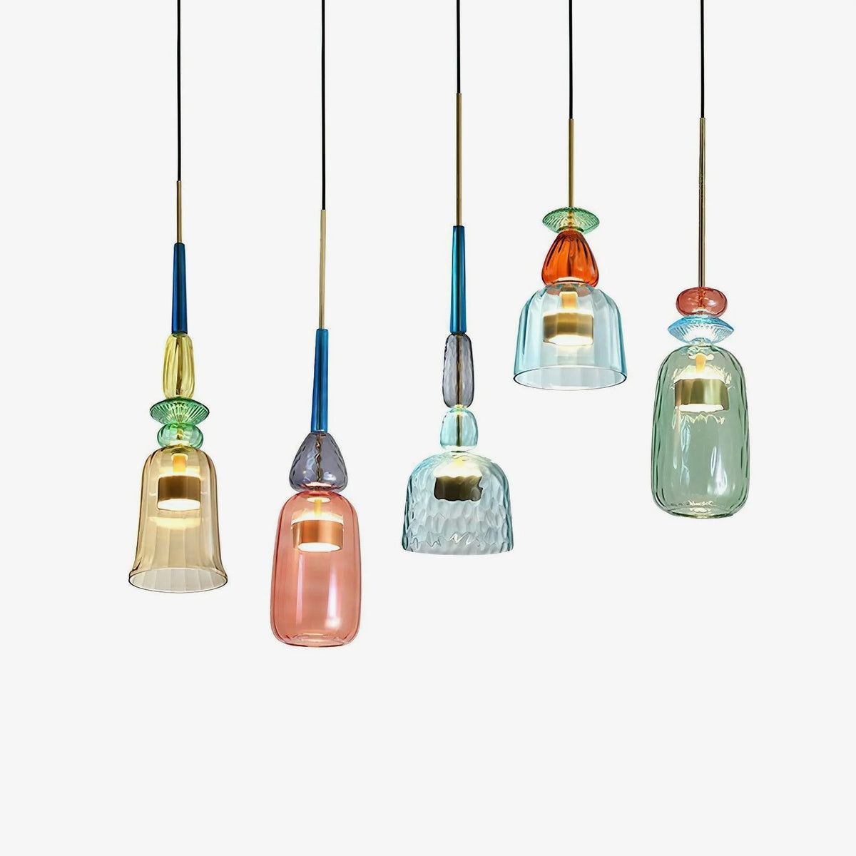 Voshan Bohemian Pendelleuchte aus Glas in Mischfarben