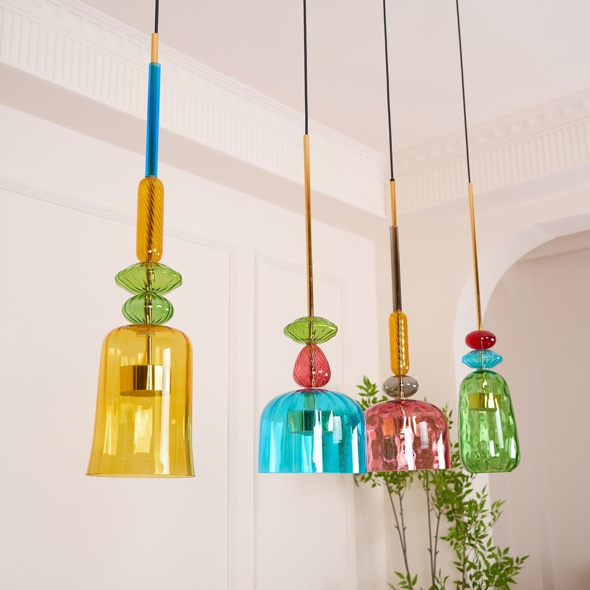 Voshan Bohemian Pendelleuchte aus Glas in Mischfarben