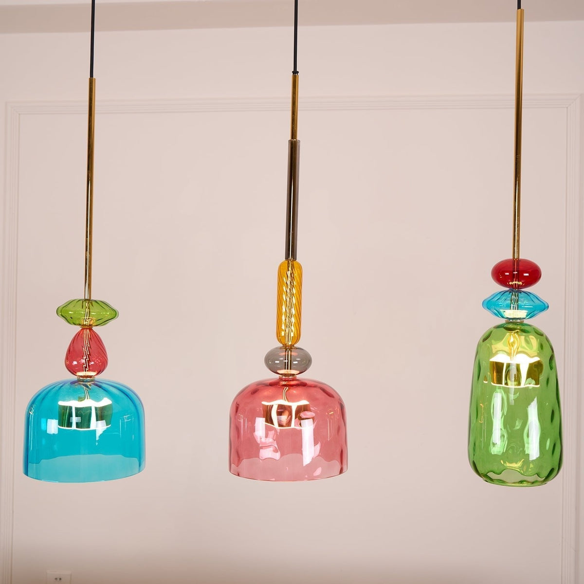 Voshan Bohemian Pendelleuchte aus Glas in Mischfarben