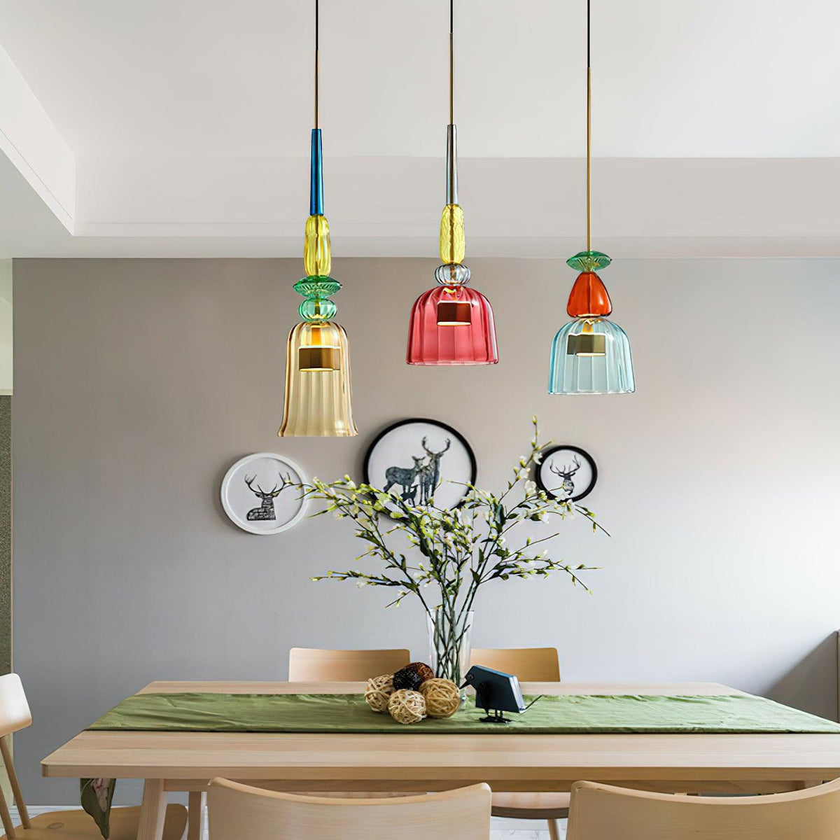 Voshan Bohemian Pendelleuchte aus Glas in Mischfarben