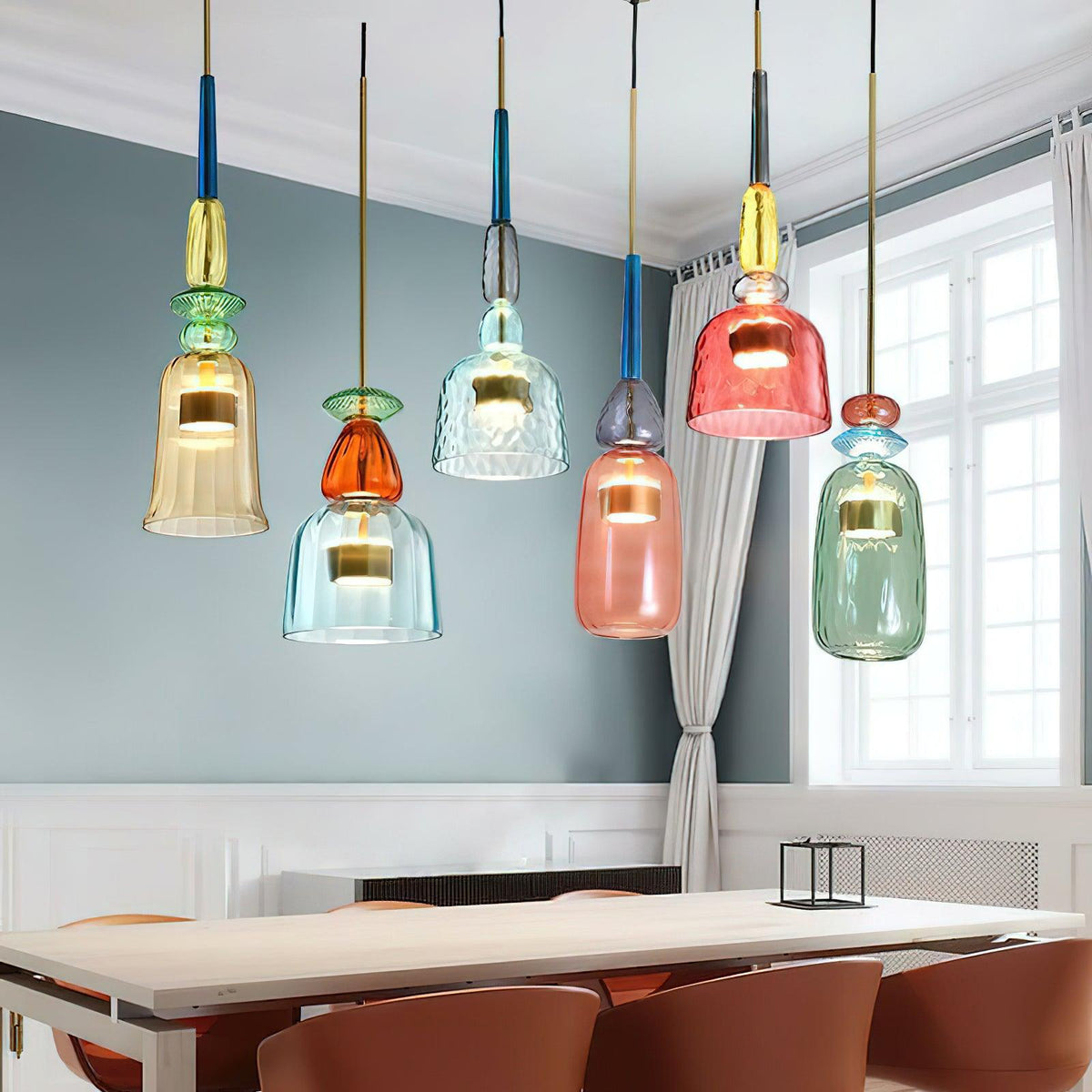 Voshan Bohemian Pendelleuchte aus Glas in Mischfarben