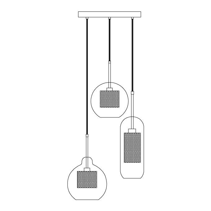 Eiruiella Pendelleuchte aus Glas mit Goldmaschenwerk für Esszimmer