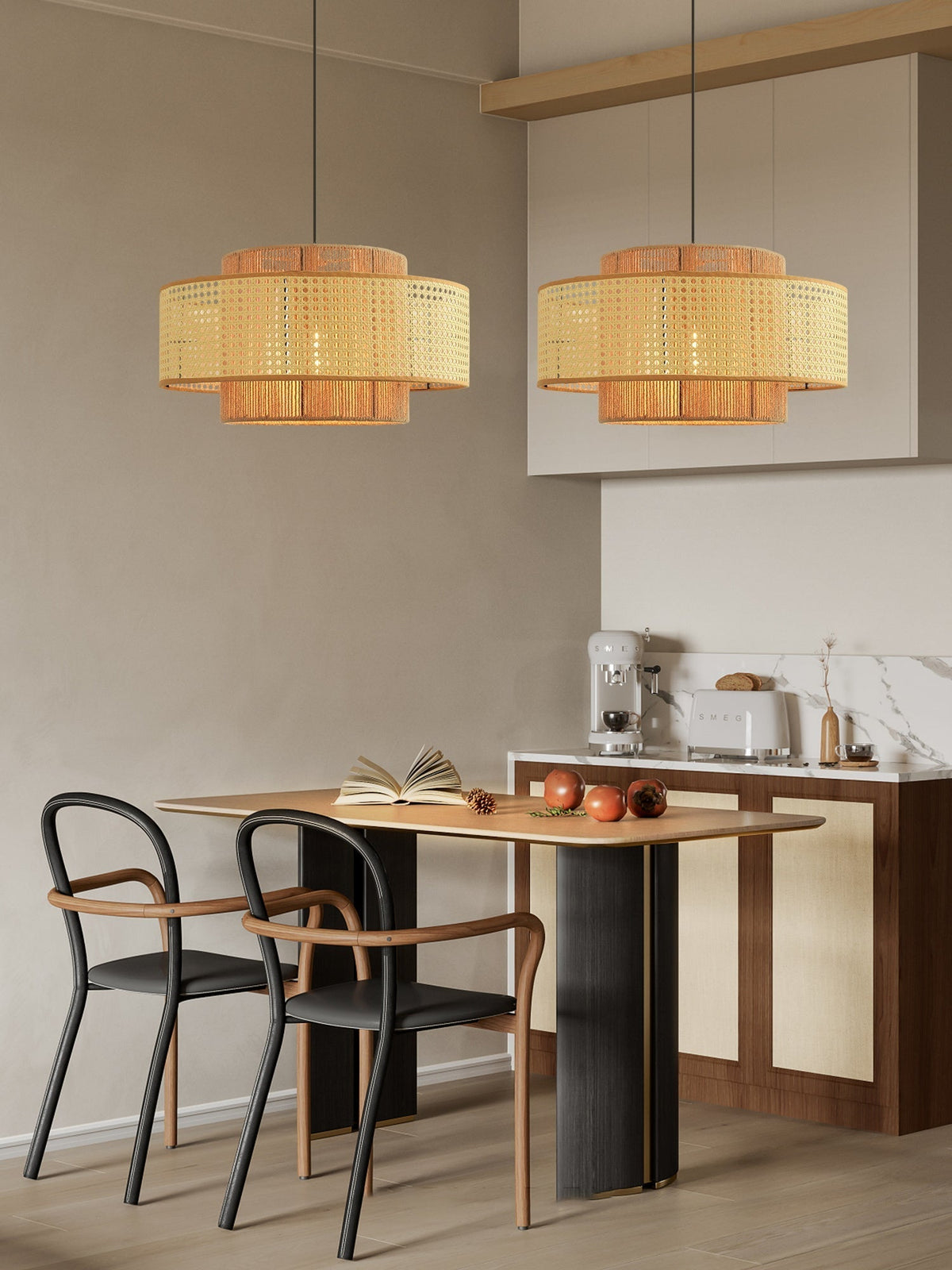 Crigen konzentrische Rattan-Pendelleuchte