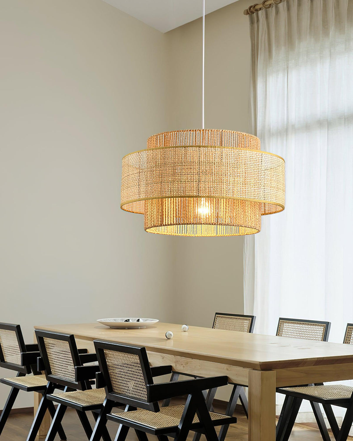 Crigen konzentrische Rattan-Pendelleuchte