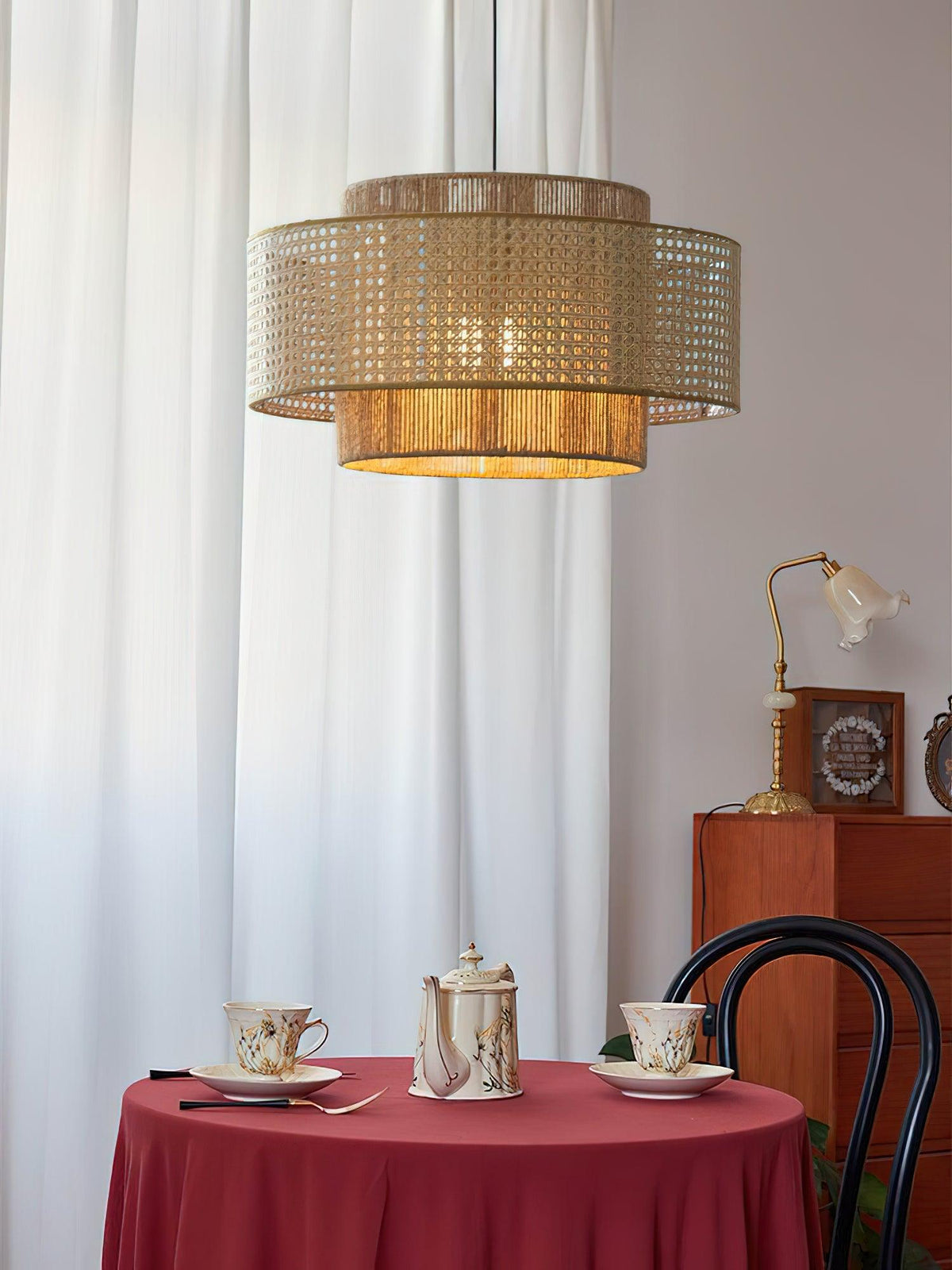 Crigen konzentrische Rattan-Pendelleuchte