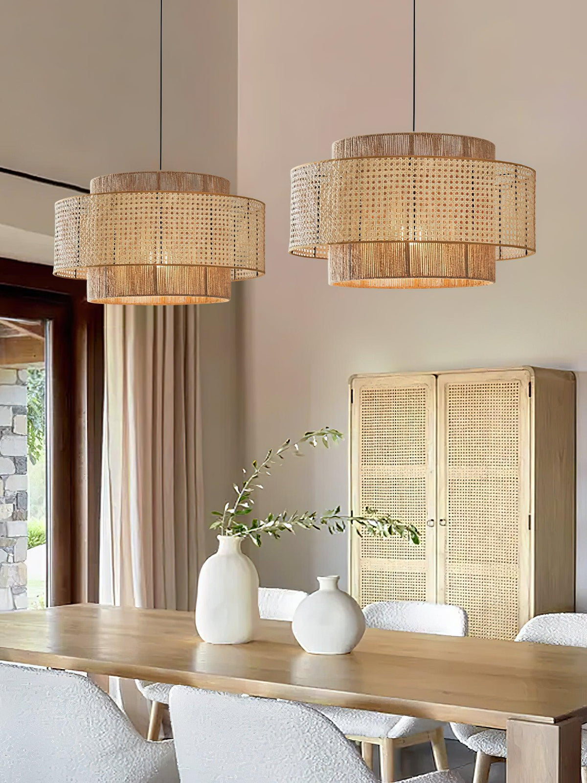 Crigen konzentrische Rattan-Pendelleuchte
