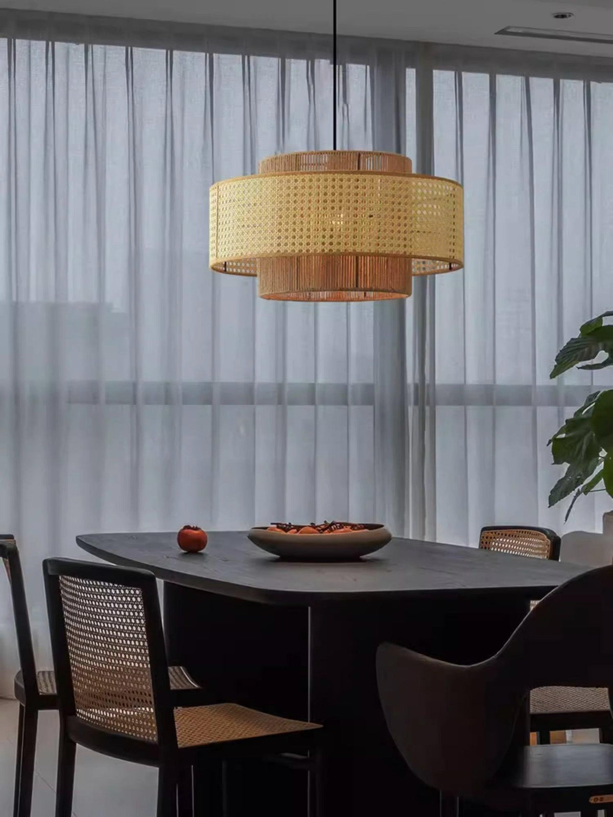 Crigen konzentrische Rattan-Pendelleuchte