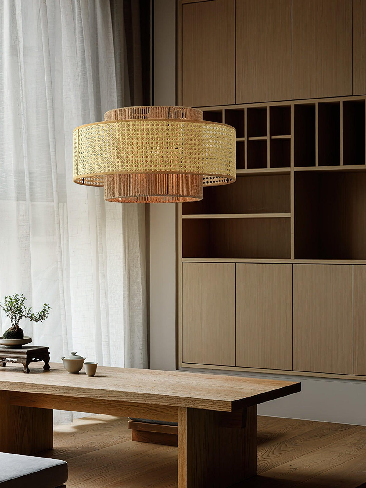 Crigen konzentrische Rattan-Pendelleuchte