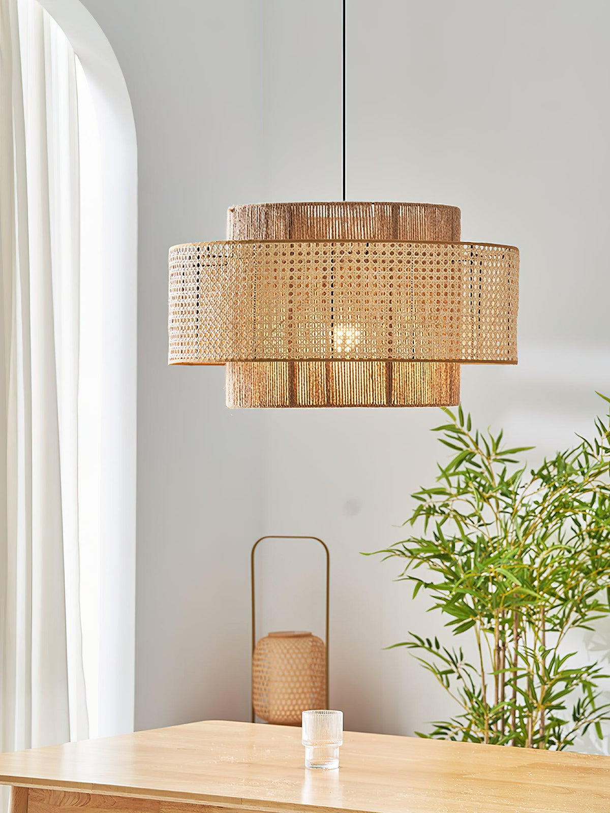 Crigen konzentrische Rattan-Pendelleuchte