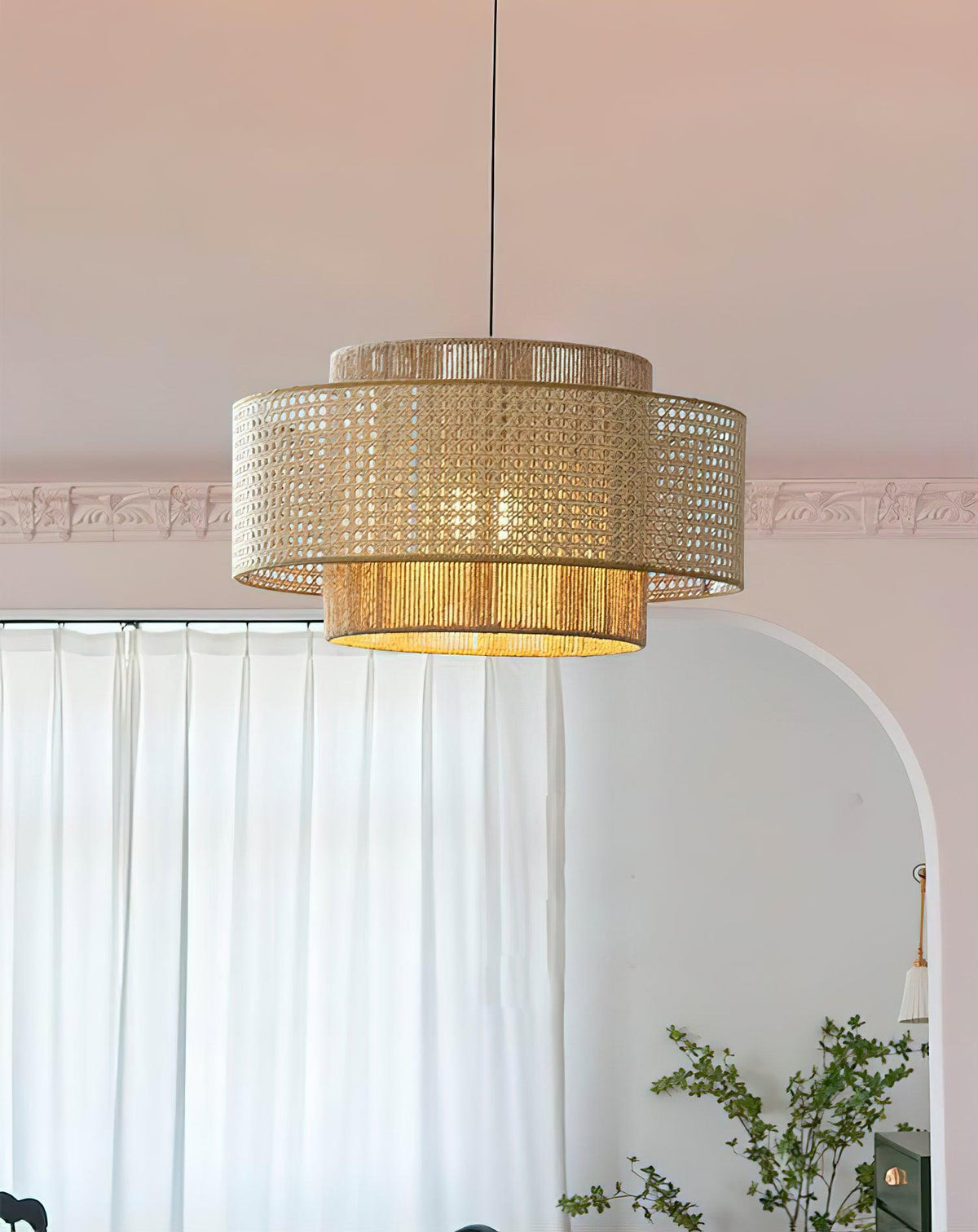 Crigen konzentrische Rattan-Pendelleuchte