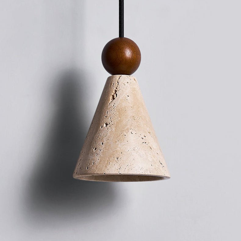 Verholt Wandleuchte Pendelleuchte aus Holz mit Holz-Kegel-Lampenschirm