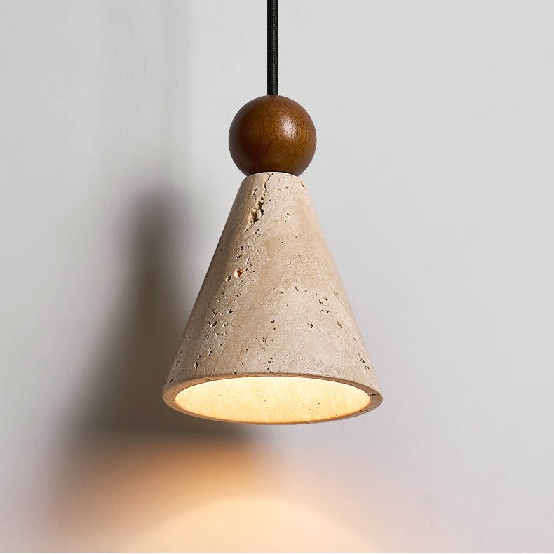 Verholt Wandleuchte Pendelleuchte aus Holz mit Holz-Kegel-Lampenschirm