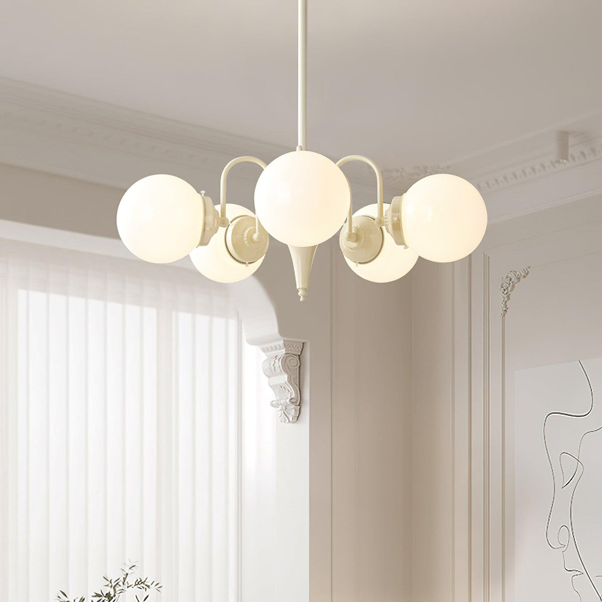 Elauian Kronleuchter Kugel Schirm Creme modern