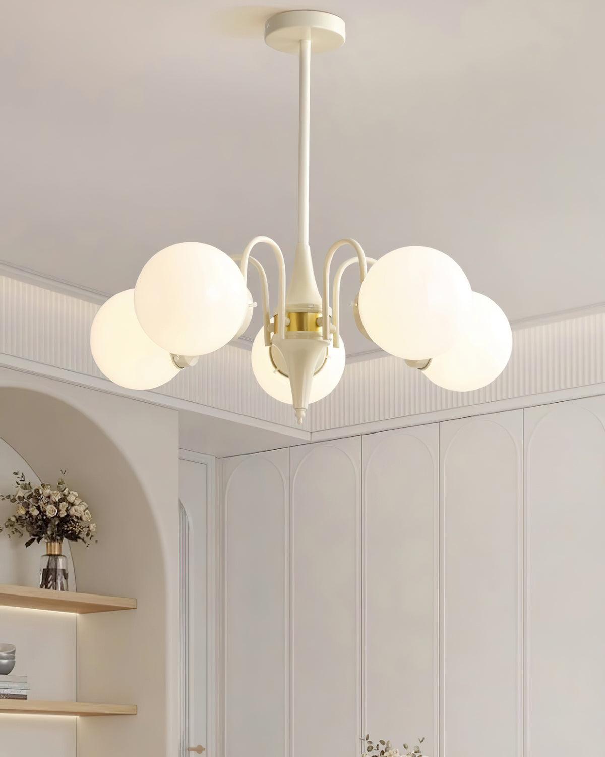 Elauian Kronleuchter Kugel Schirm Creme modern