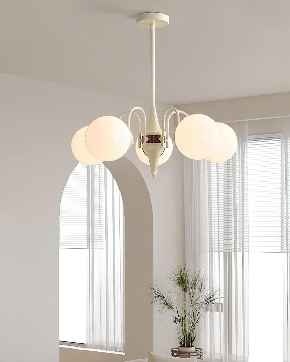 Elauian Kronleuchter Kugel Schirm Creme modern