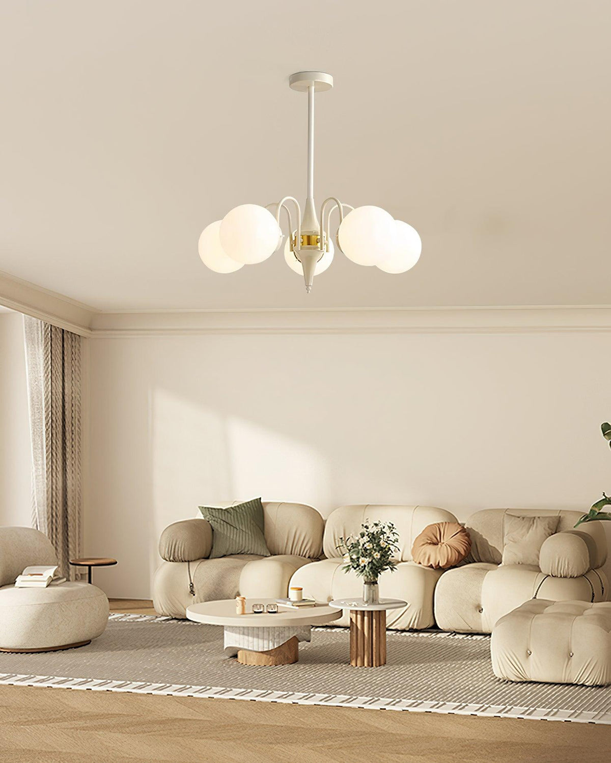 Elauian Kronleuchter Kugel Schirm Creme modern