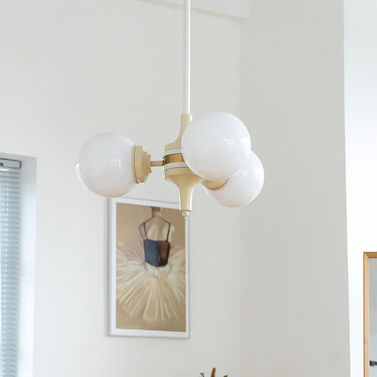 Elauian Kronleuchter Kugel Schirm Creme modern