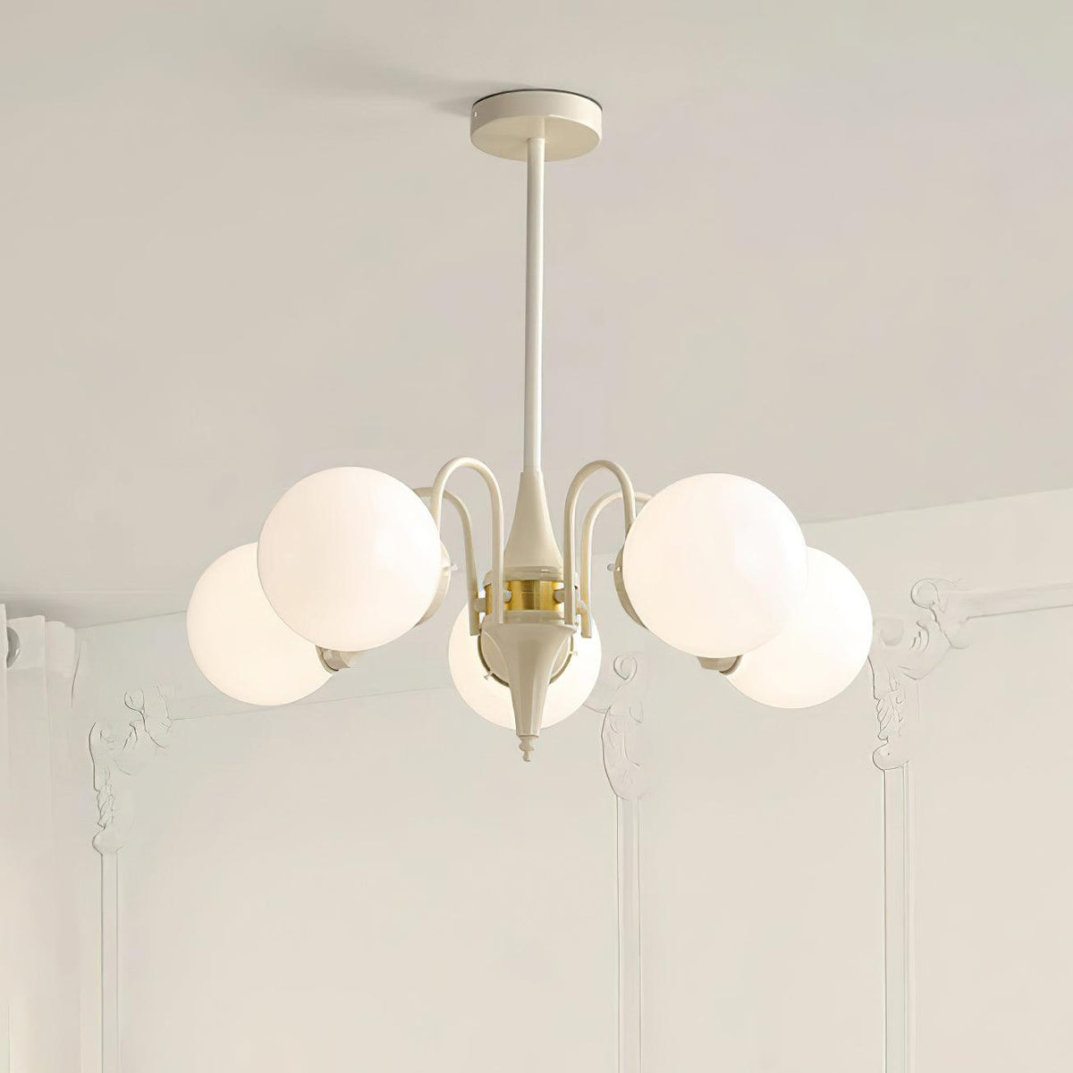 Elauian Kronleuchter Kugel Schirm Creme modern
